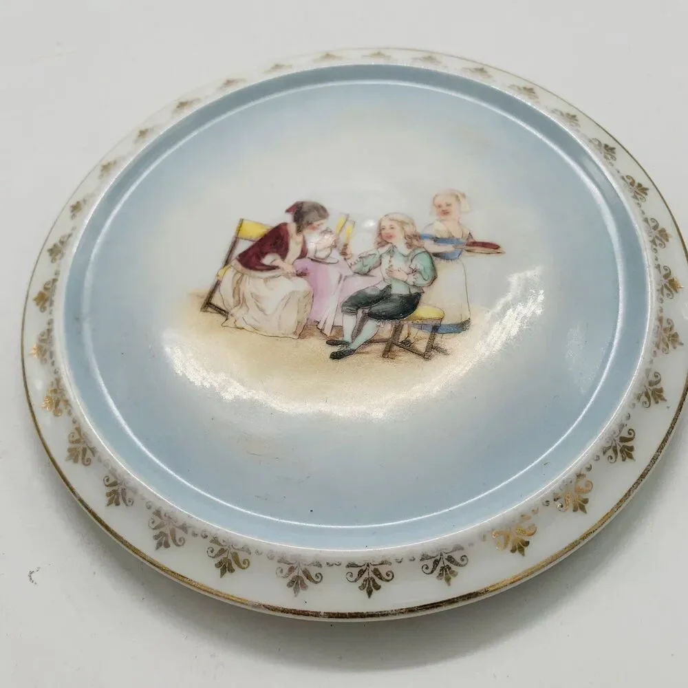 ANTIQUE KPM GERMANY Porcelain Teapot Stand Trivet Ladies 6.75 in